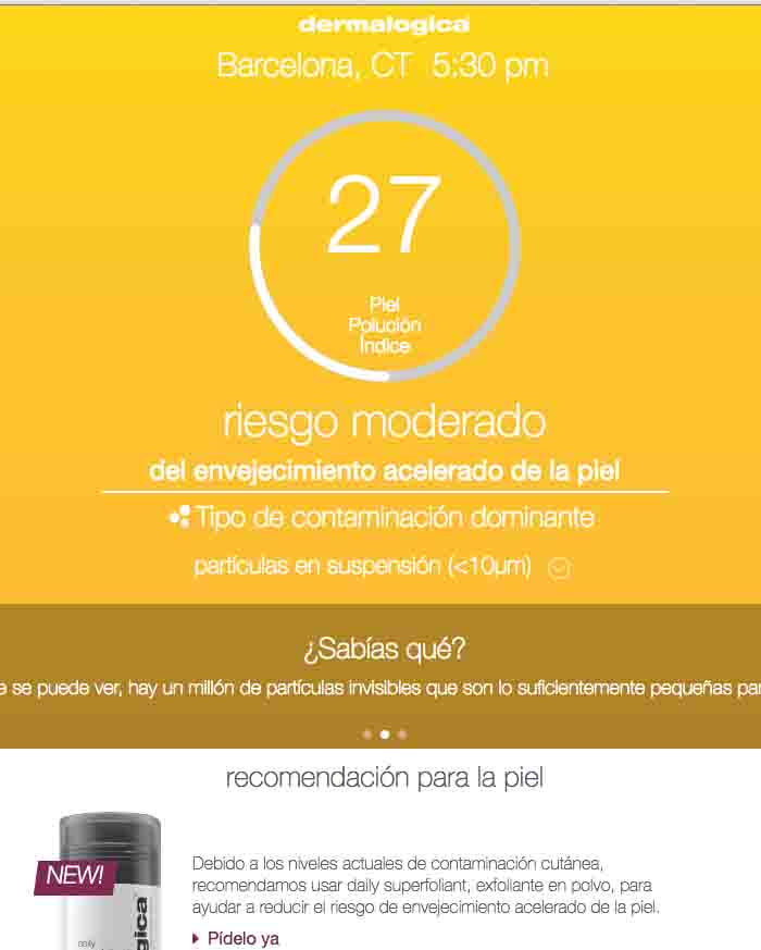 Imagen noticia DERMALOGICA LANZA UN WIDGET QUE MIDE LA CONTAMINACIÓN CUTÁNEA