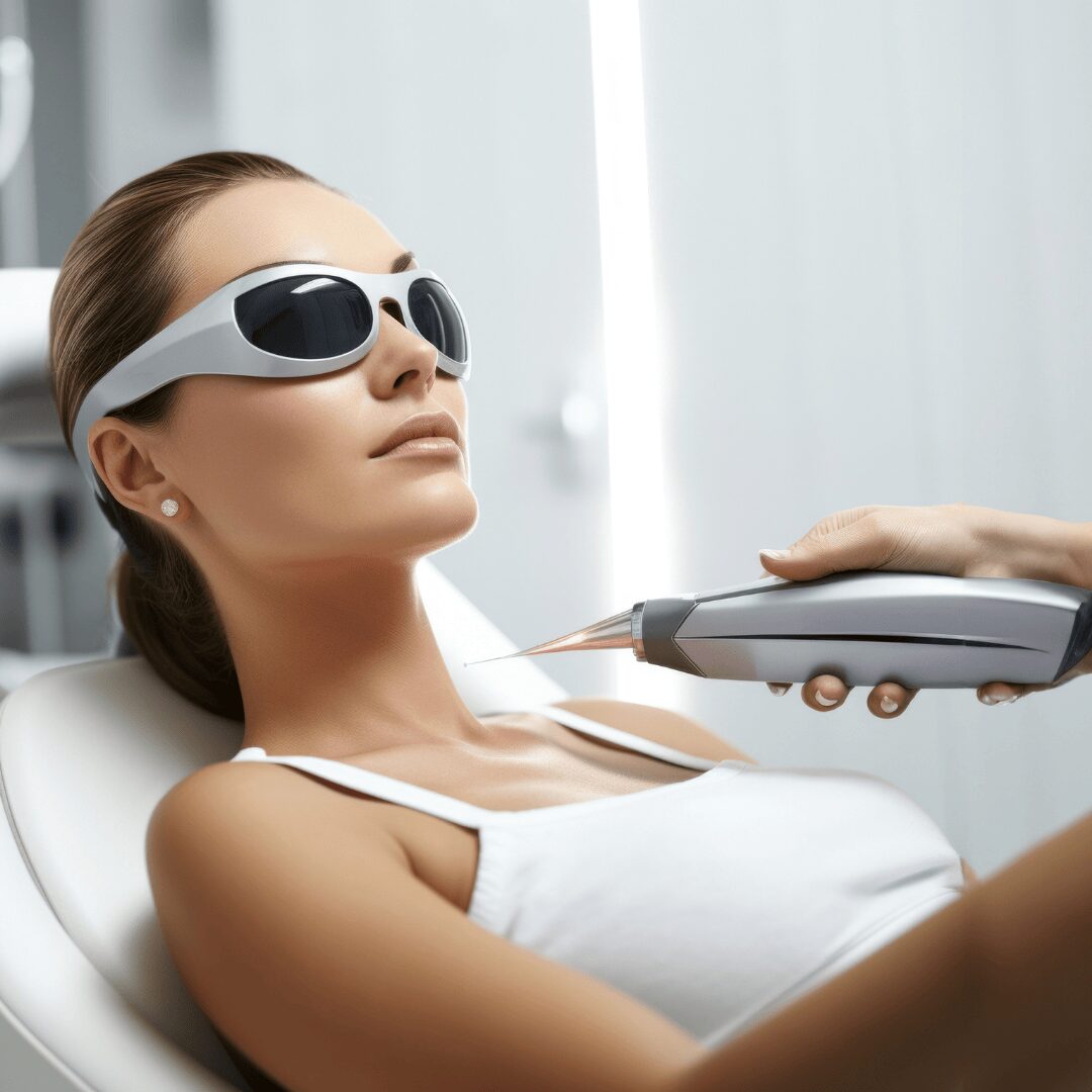 Chica haciéndose laser estético