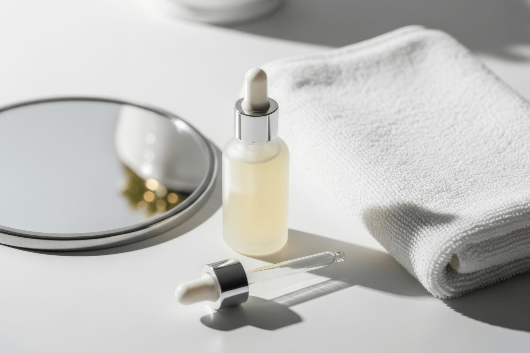 Chica con un tarro de crema y un poco de crema en la cara