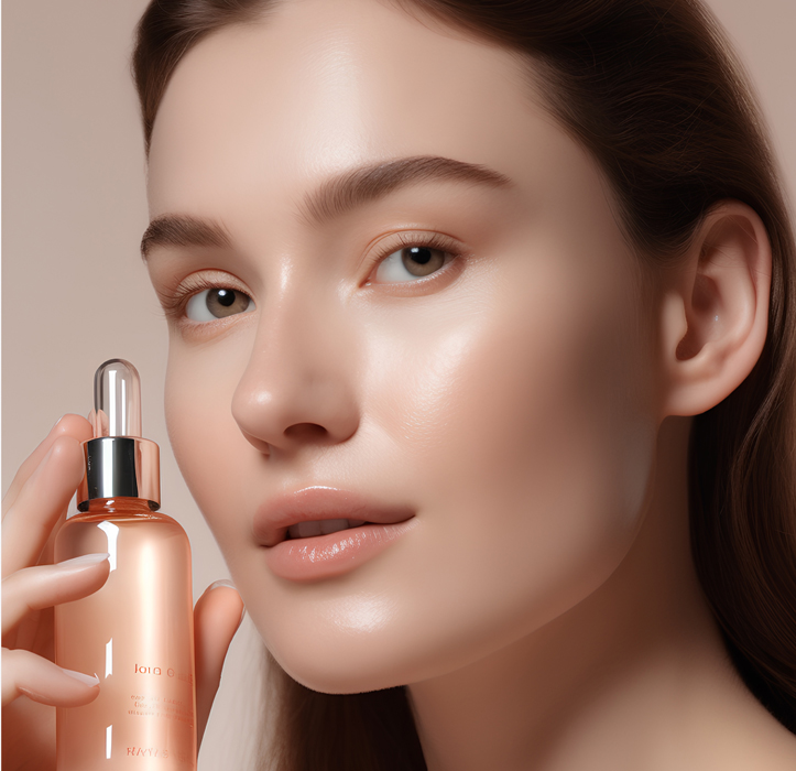 Chica con un frasco en la mano