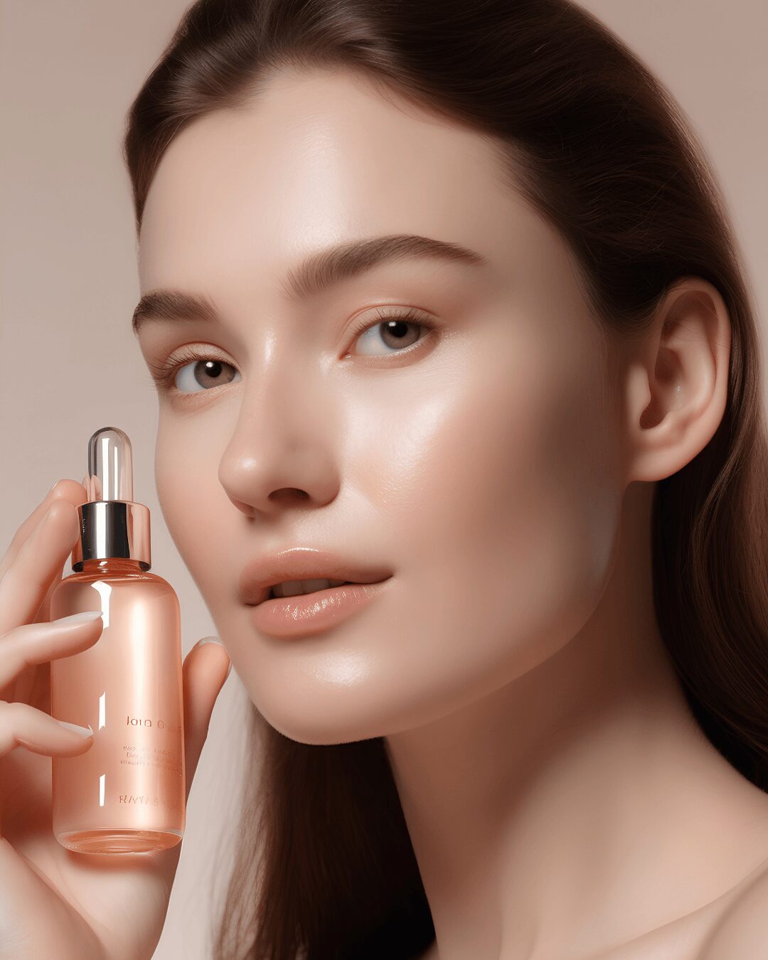 Chica con un frasco en la mano