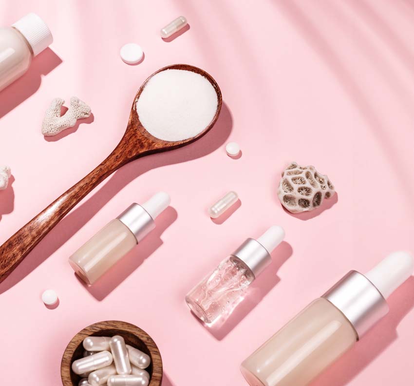 Píldoras y botes de cosmética