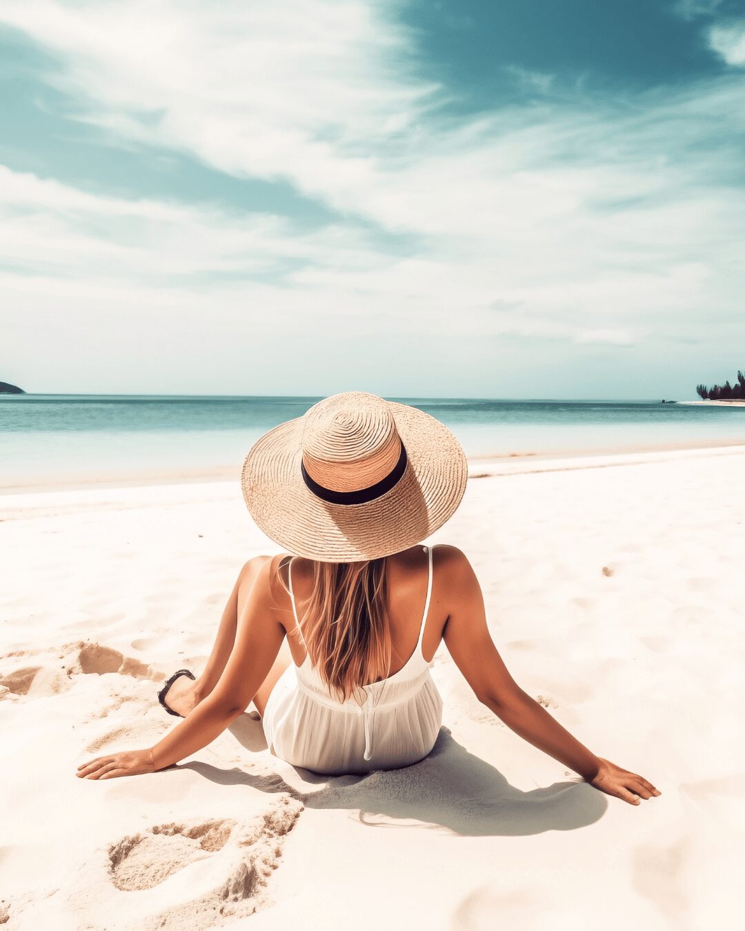 Chica tomando el sol en la playa
