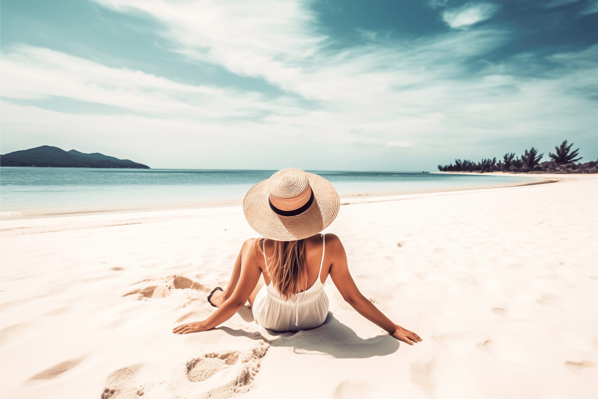 Chica tomando el sol en la playa